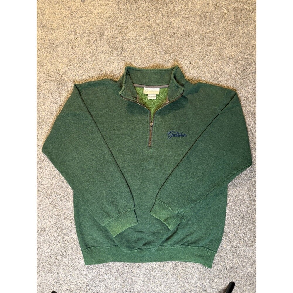 Greenbrier Collection Mens Green 1/4 Zip Pullover Sweater Size Medium